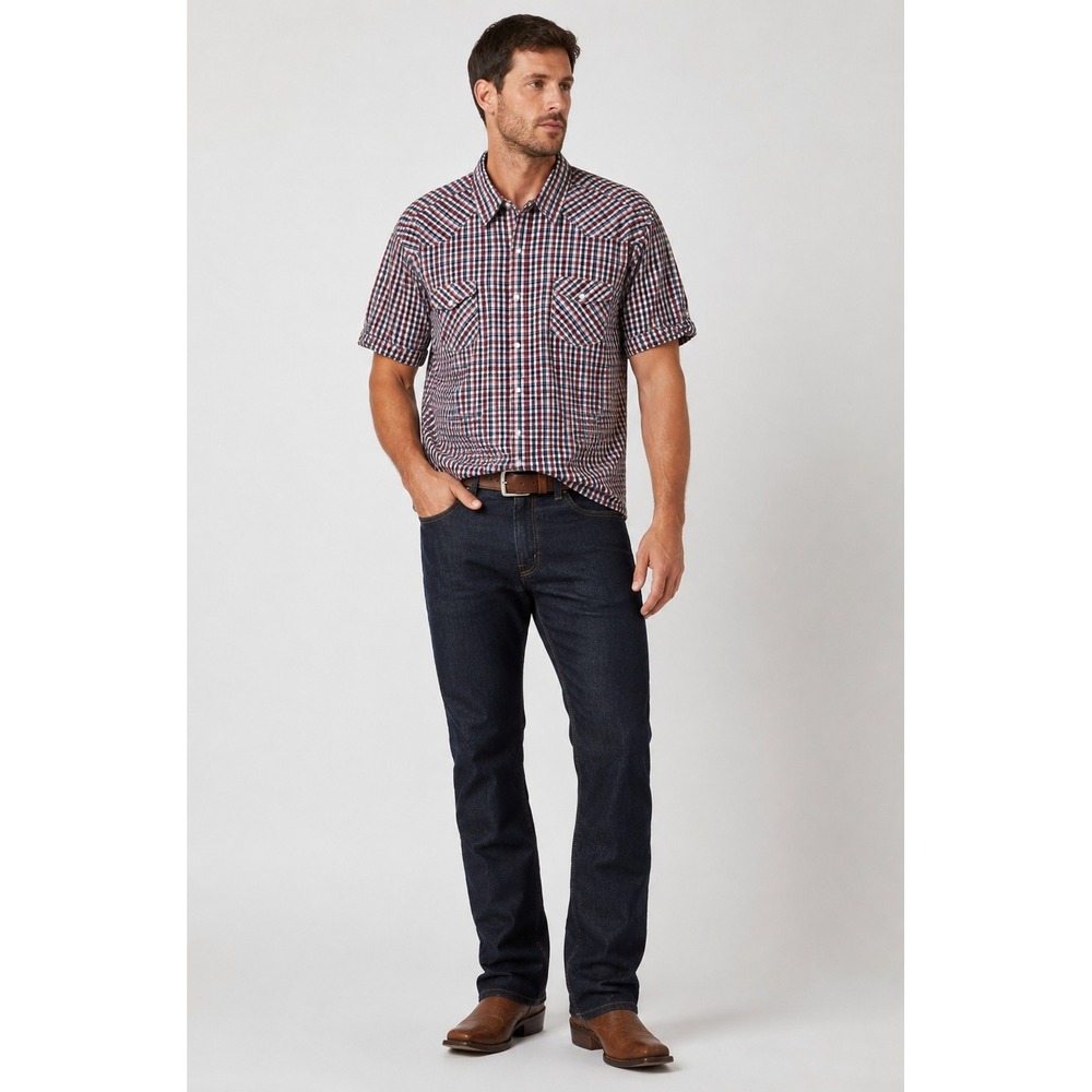 Lions Crest by English Laundry Pearl Snap Shirt Mens XXL Red Black‎ Plaid Cotton
